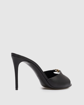 Dolce&Gabbana Black leather mules with DG logo CR1978A1953