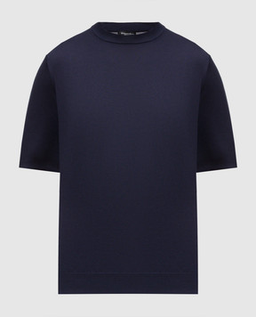 Stefano Ricci Blue silk T-shirt with logo K616006G12F26102