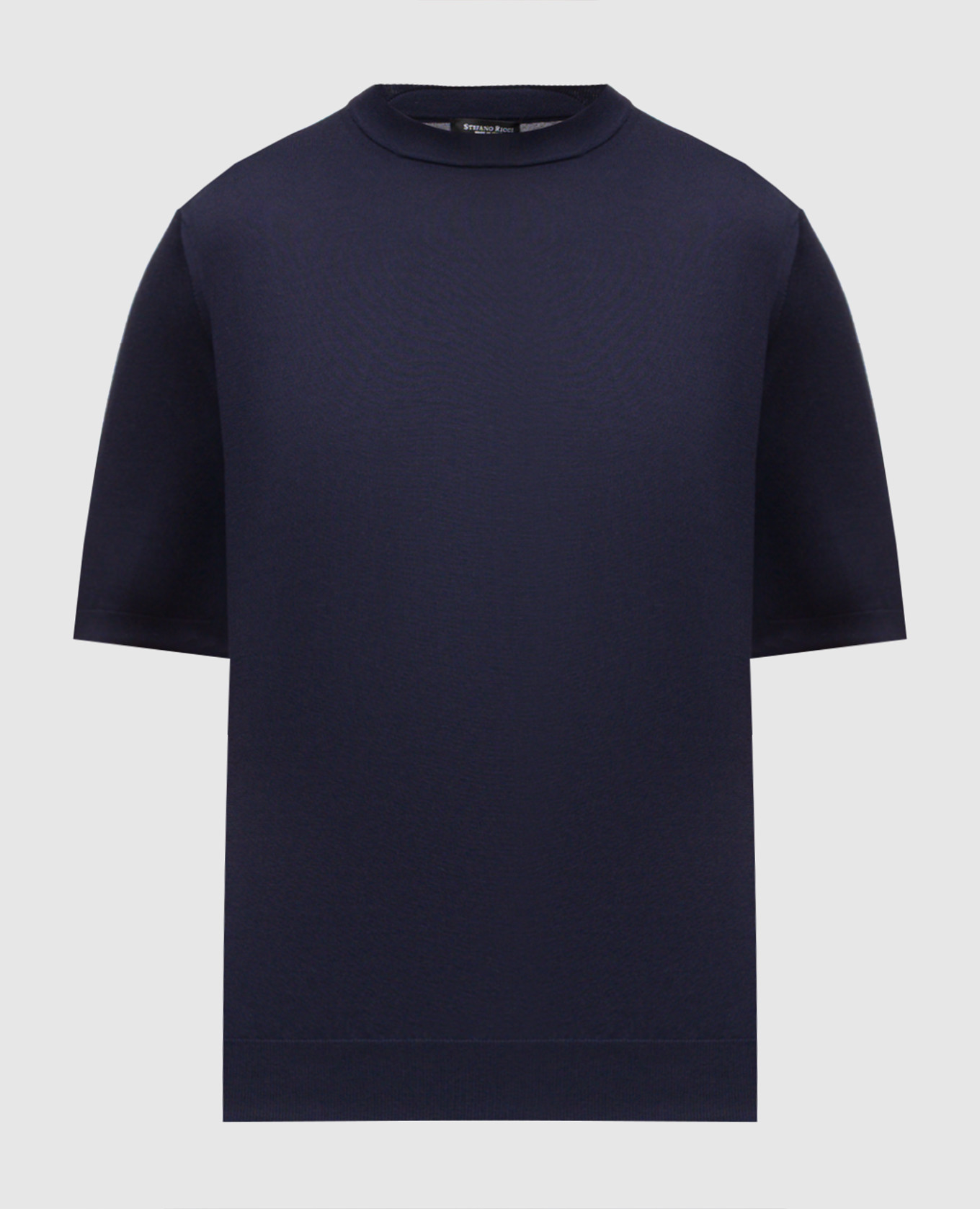 Blue silk T-shirt with logo