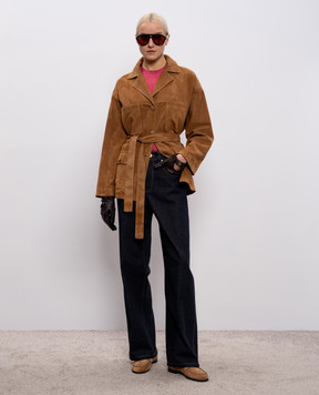 Simonetta Ravizza Ivan brown suede jacket with belt S06JA405S1SY