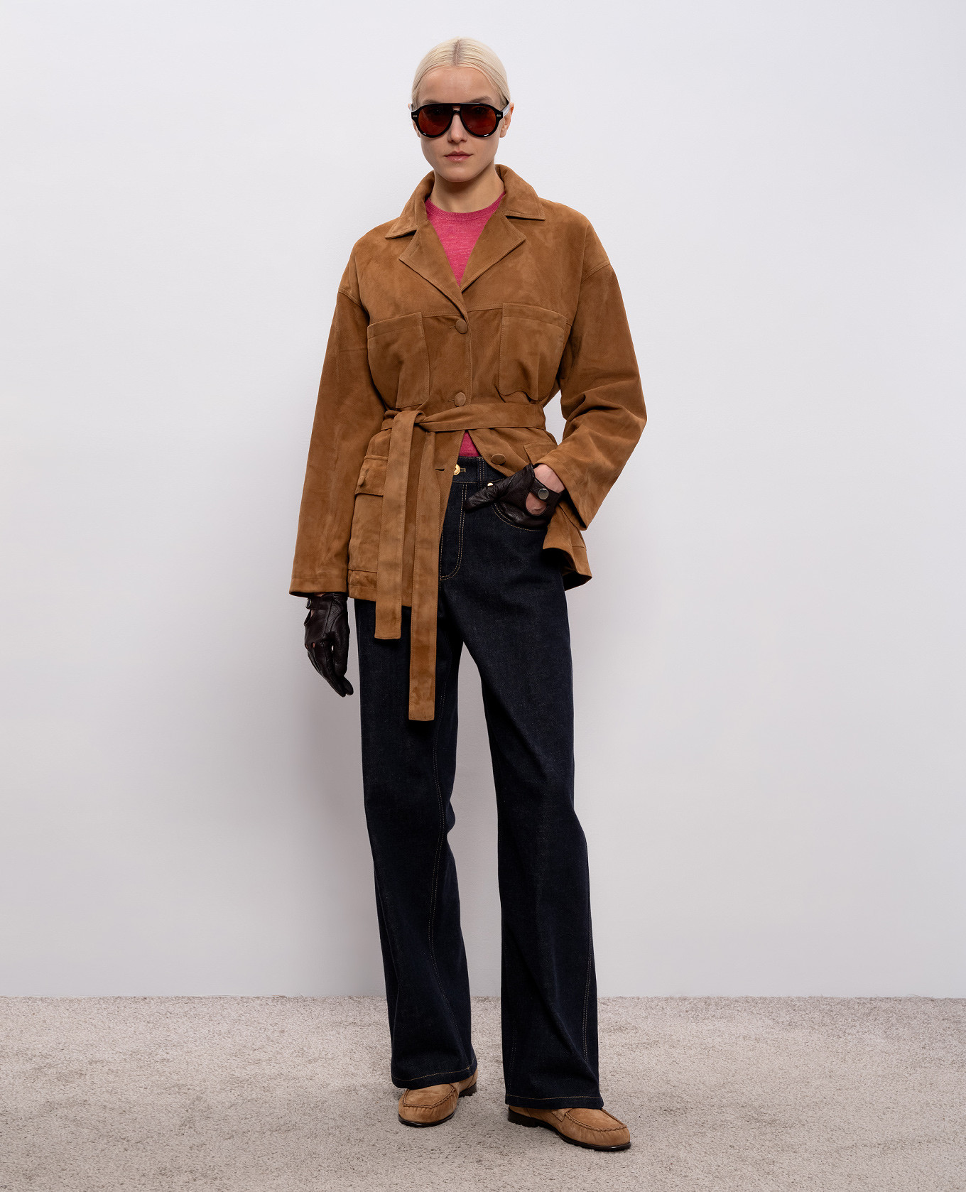 Ivan brown suede jacket with belt Simonetta Ravizza 2