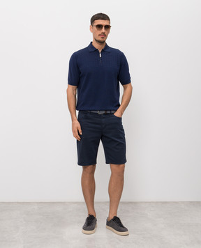 Stefano Ricci Blue polo shirt with woven pattern K212039P31F26195