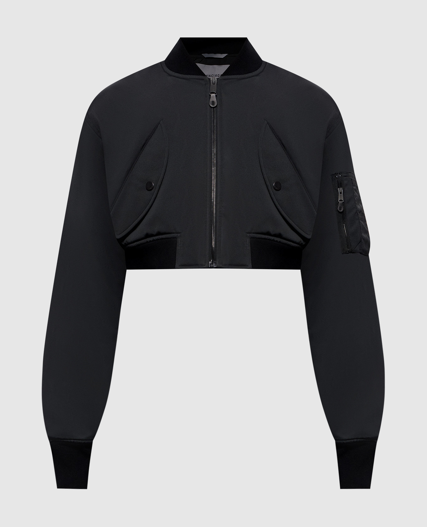 Black cropped bomber jacket