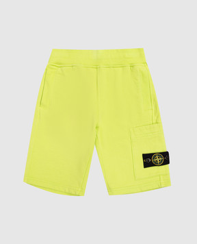 Stone Island Children's green shorts with logo patch L1S166200006S004014