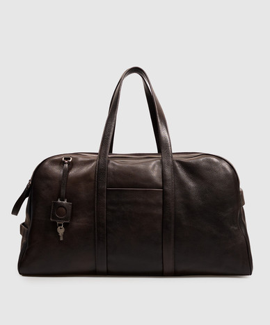 Brown leather travel bag
