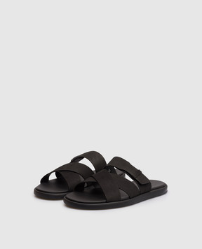 Doucal's Black leather flip-flops DU3299MYKOUF249