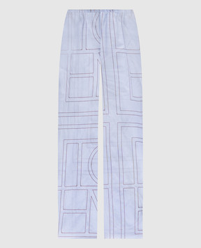 Toteme Blue pants with contrasting monogram embroidery 243WRB1092FB0239