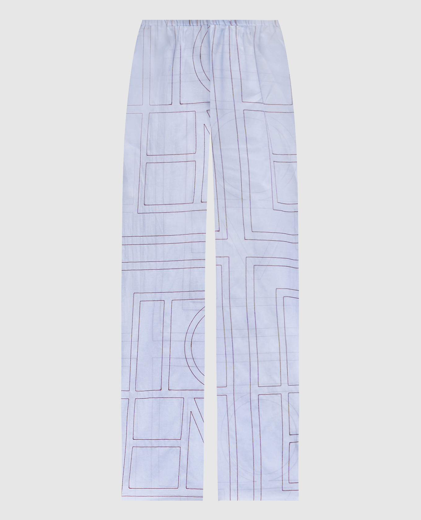 Blauwe broek met contrasterend monogramborduurwerk