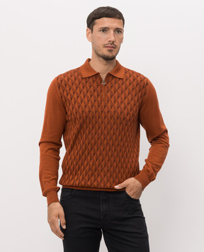 Stefano Ricci Terracotta wool, silk and cashmere patterned jumper KE08021P30E26371