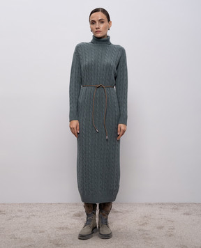 Peserico Green midi dress with wool and silk S92216F07A09095