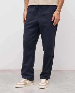 Iceberg Blue linen pants with logo B0803625