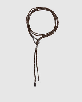Peserico Brown braided belt with monil chain S32604C0CC811