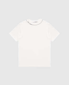 Dolce&Gabbana Children's white T-shirt with embroidered logo L4JTHUG7QK126