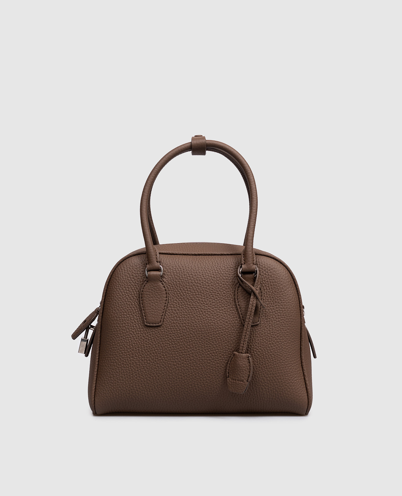 India 10.00 brown leather tote bag with logo embossing