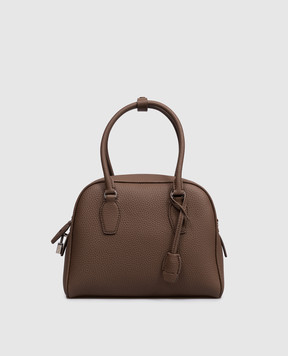 The Row India 10.00 brown leather tote bag with logo embossing W1734L129