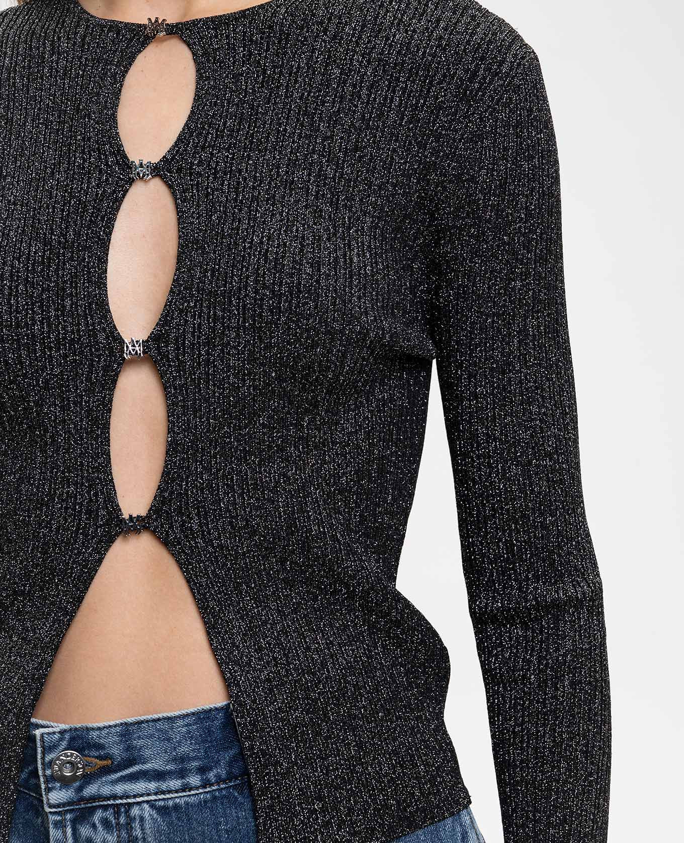 Black ribbed cardigan with lurex AMIRI 5