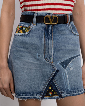 Valentino Reversible leather belt with VLogo emblem 8W2T0SQ3IYR