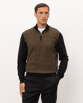 Stefano Ricci Black wool and silk patterned jumper KE06020L01E26406