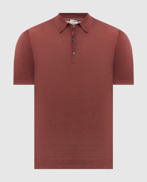 Morgano Terracotta polo shirt with linen 7331869