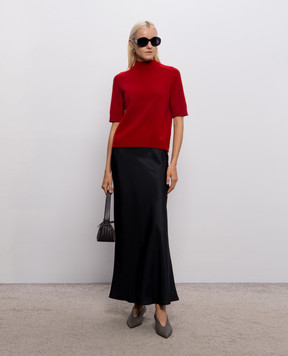 Loulou de Saison RUTH red cashmere sweater with short sleeves RUTH