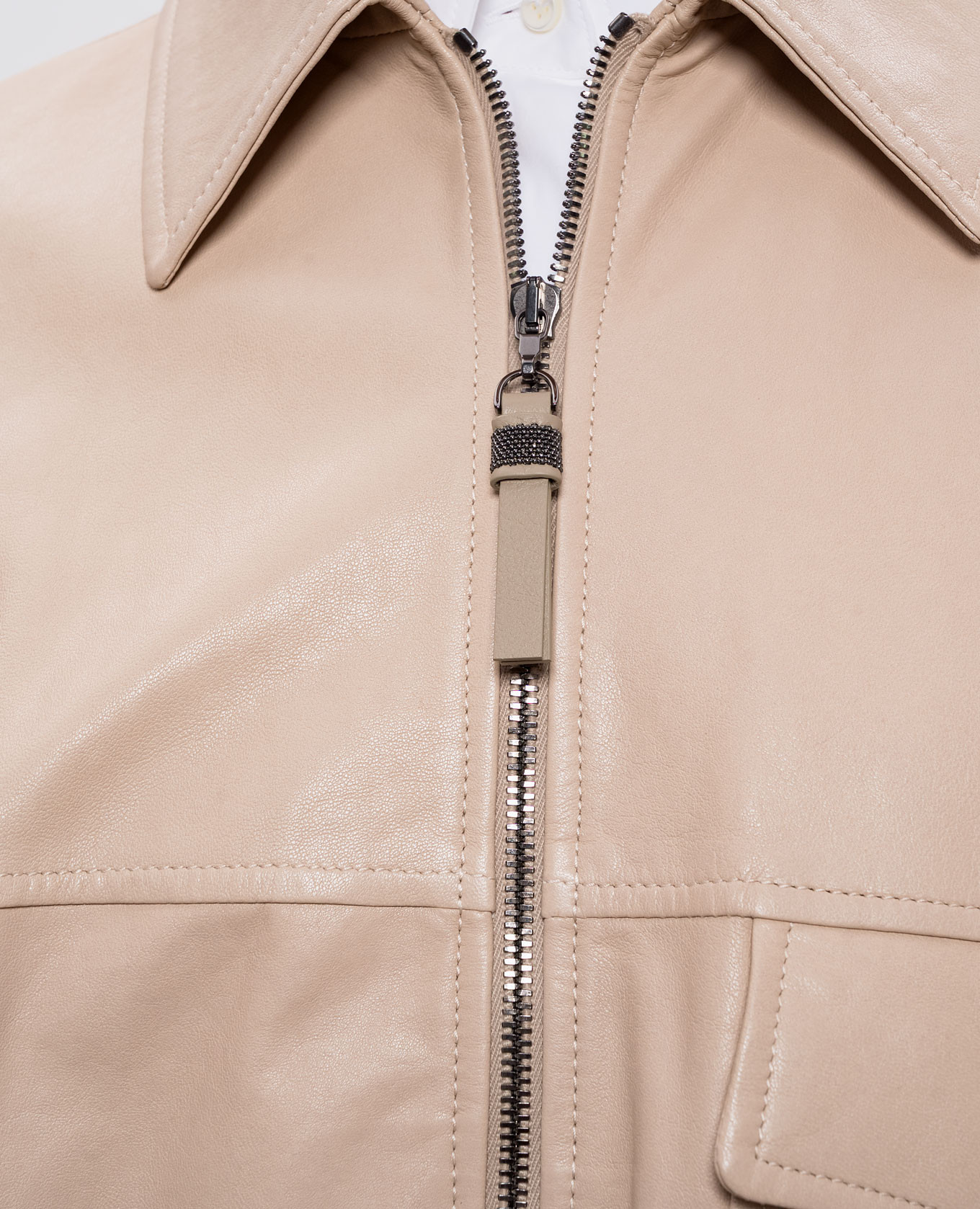 Beige leather jacket Brunello Cucinelli 5