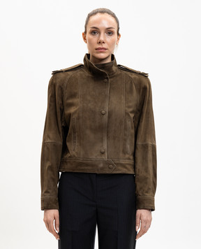 Babe Pay Pls Khaki suede jacket with accent shoulders 2407ИЗМSUEDE