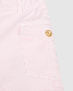 Balmain Children's pink denim shorts BY6A69Z3702810