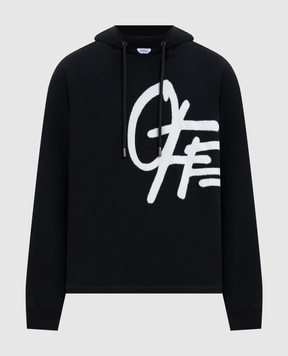 Off-White Black hoodie with contrast logo print 44MBB12MS26F007