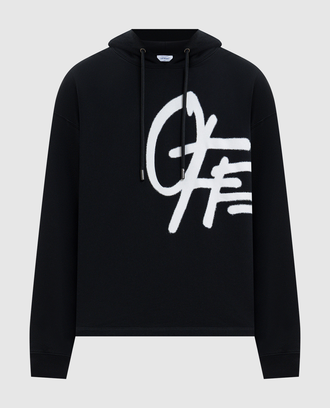 Black hoodie with contrast logo print