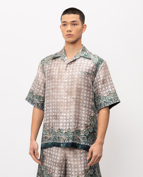 AMIRI Beige silk shirt with branded print AMTOSH1095