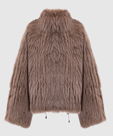 Manteau de fourrure de renard beige
