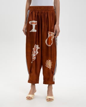 Alemais Soleil D'Amour brown silk pants 6319P