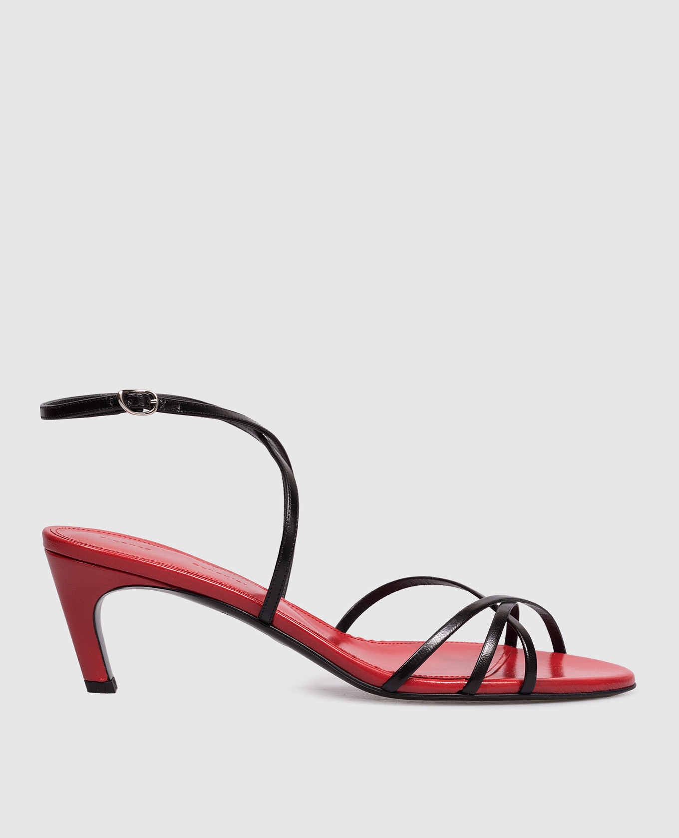 Uma black leather glossy sandals