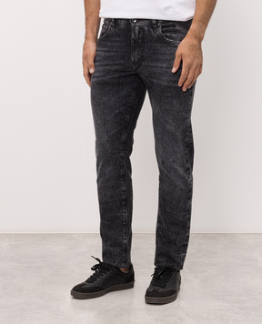 Dolce&Gabbana Grey slim jeans with logo patch GY07CDG8PI6