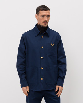 Valentino Blue shirt with monogram 8V3CIO11ALS