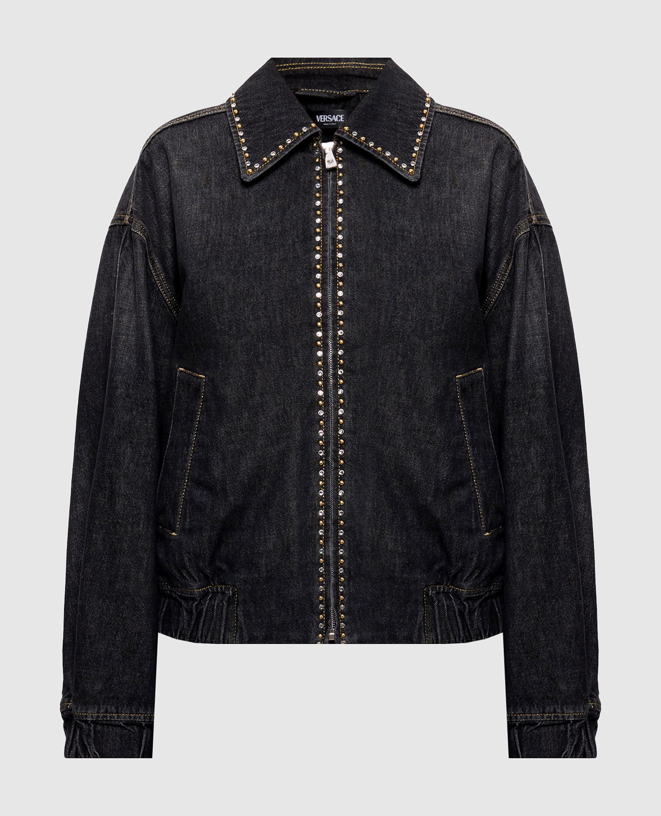 

Black denim jacket with crystals Versace