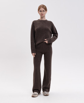 Peserico Brown wool and silk pants with lurex S94119F0709095