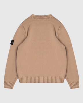 Stone Island Children's beige sweater with logo patch K2S165100019S01A268
