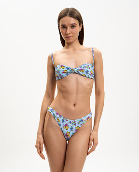 Dolce&Gabbana Blue floral print swimsuit with monogram O8A05JON0D2