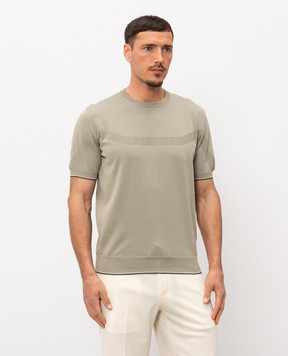 Stefano Ricci Khaki T-shirt with monogram pattern K616448G10F26115