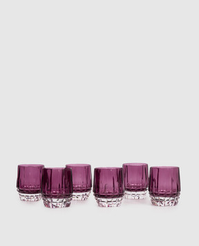 La Reine Set of purple crystal glasses DIAMOND 6 pcs DOFDIAMOND