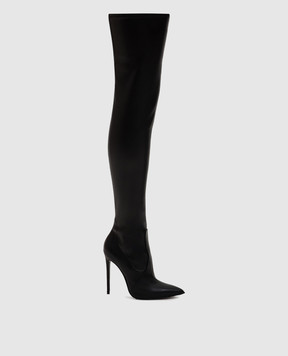 Babe Pay Pls Black leather over-the-knee boots 000626110KO