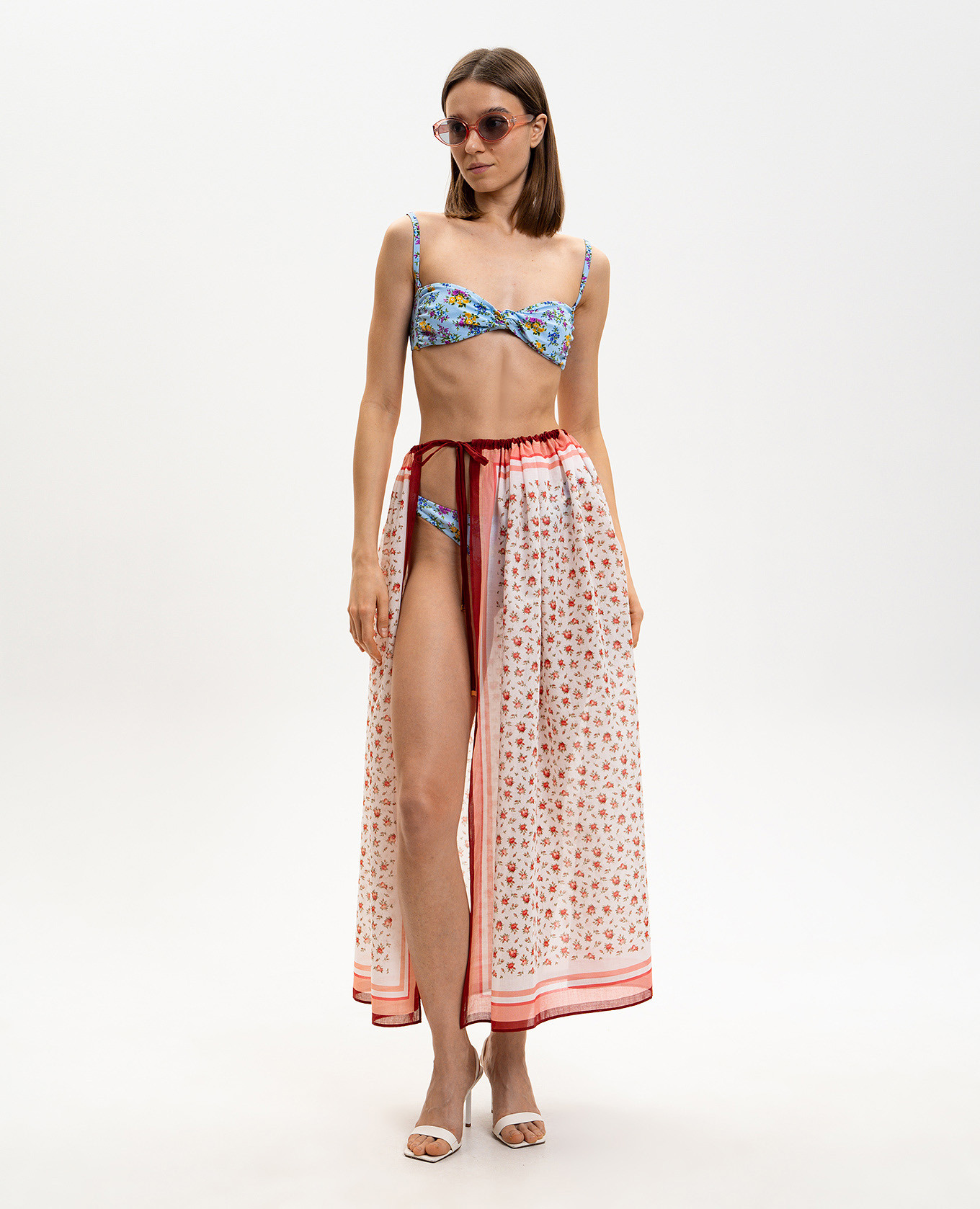 Blue floral print swimsuit with monogram Dolce&Gabbana 2