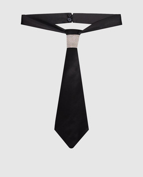 Peserico Dark blue tie with monil chain E3330506638