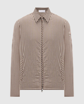 Moncler Brown Vichy check zip-up shirt L10912F00061599DI