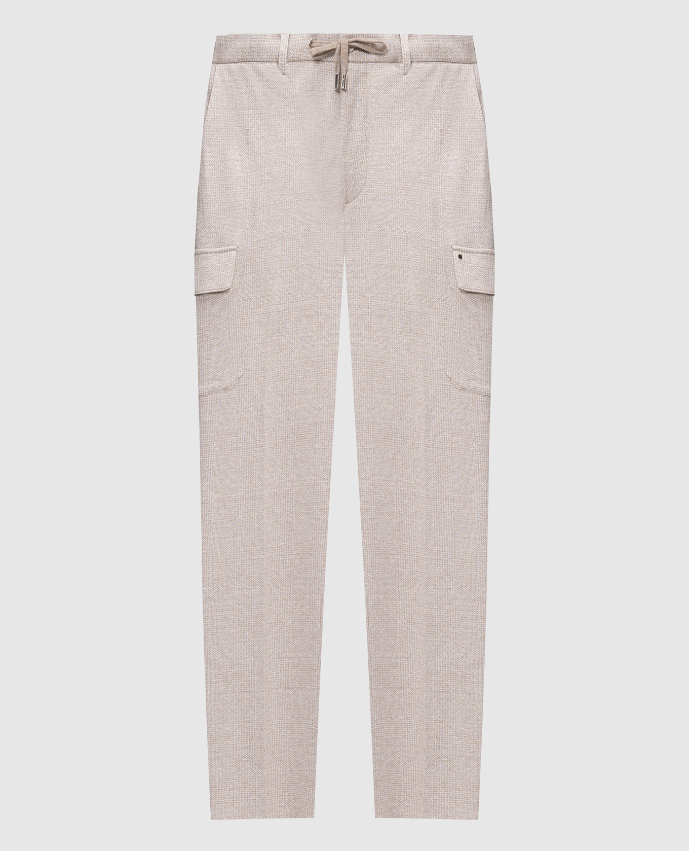 Beige linen and silk cargo pants