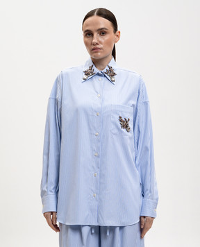 Dolce&Gabbana Blue striped shirt F5U57ZFR536