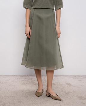 Brunello Cucinelli Khaki silk skirt MF940G3877