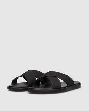 Doucal's Black leather flip-flops DU2859MYKOUF249