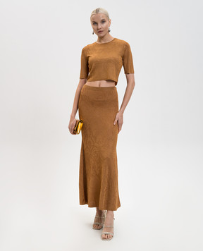 Twinset Brown skirt with woven pattern 261TP3140